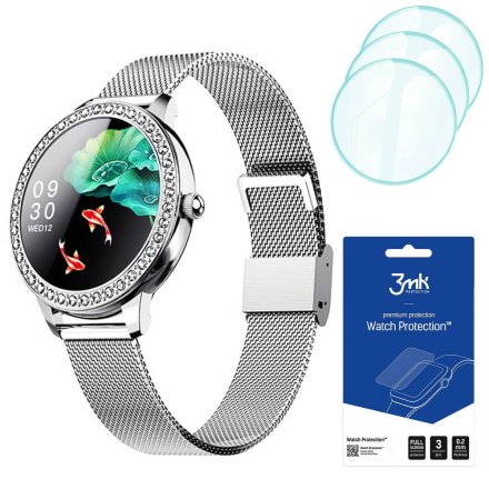 Smartwatch Garett Lady Kate srebrny + 3 szkła na ekran ZESTAW 5904238480595