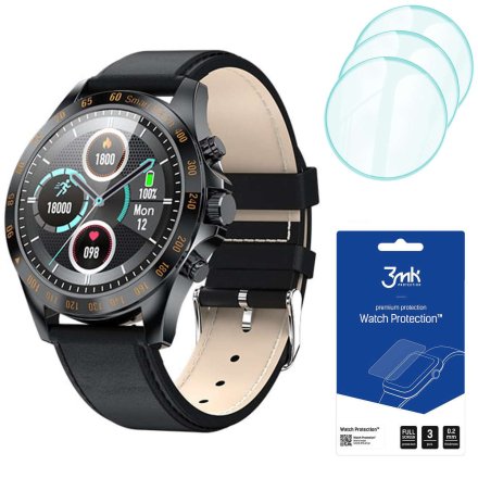 Smartwatch Garett V8 czarny + 3 szkła na ekran ZESTAW 5904238480670