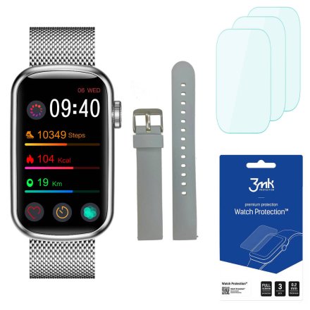 Smartwatch Garett Wave srebrny + 3 szkła na ekran ZESTAW 5904238483701