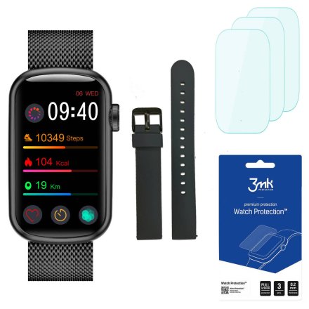 Smartwatch Garett Wave czarny + 3 szkła na ekran ZESTAW 5904238483688