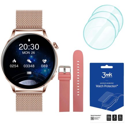 Smartwatch Garett Lady Elegance złoty + 3 szkła na ekran ZESTAW 5904238483763