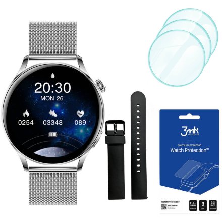 Smartwatch Garett Lady Elegance srebrny + 3 szkła na ekran ZESTAW 5904238483756