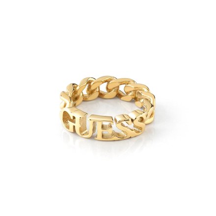 Biżuteria Guess pierścionek złoty napis GUESS UBR70024-56