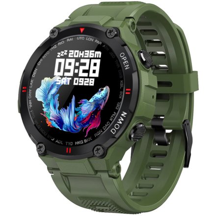 Zielony smartwatch męski z funkcją rozmowy Rubicon RNCE73 SMARNB085