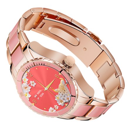 Różowy smartwatch damski z funkcją rozmowy Rubicon RNCE82 SMARUB134