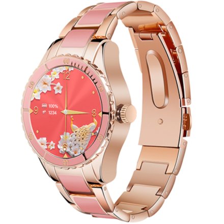 Różowy smartwatch damski z funkcją rozmowy Rubicon RNCE82 SMARUB134