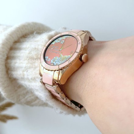 Różowy smartwatch damski z funkcją rozmowy Rubicon RNCE82 SMARUB134