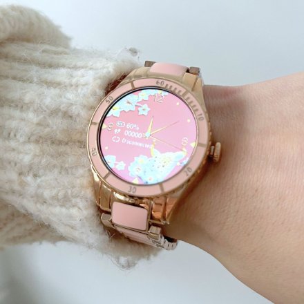 Różowy smartwatch damski z funkcją rozmowy Rubicon RNCE82 SMARUB134