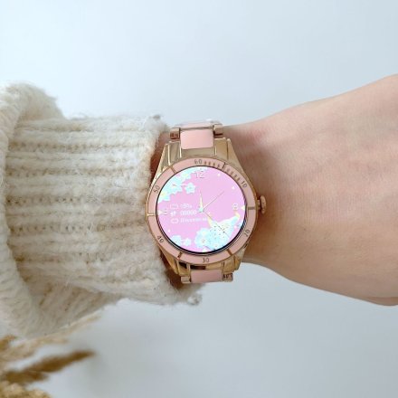 Różowy smartwatch damski z funkcją rozmowy Rubicon RNCE82 SMARUB134