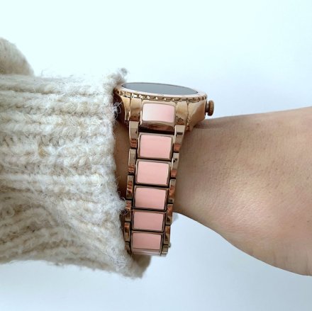 Różowy smartwatch damski z funkcją rozmowy Rubicon RNCE82 SMARUB134
