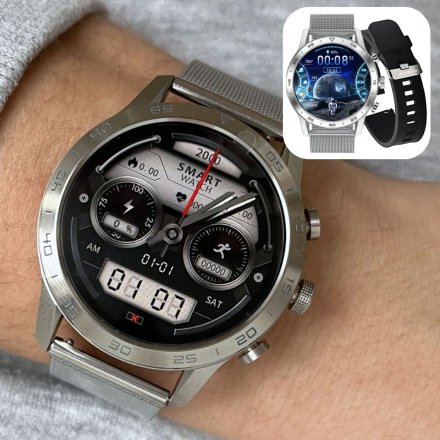 Smartwatch z funkcją rozmowy Ciśnienie Puls Sport Srebrny RNCE84 SMARUB141