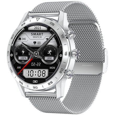 Smartwatch z funkcją rozmowy Ciśnienie Puls Sport Srebrny RNCE84 SMARUB141