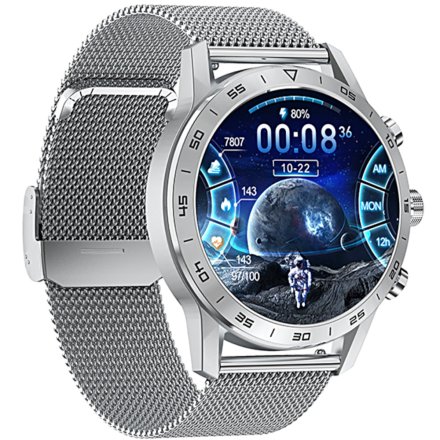 Smartwatch z funkcją rozmowy Ciśnienie Puls Sport Srebrny RNCE84 SMARUB141