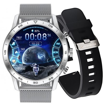 Smartwatch z funkcją rozmowy Ciśnienie Puls Sport Srebrny RNCE84 SMARUB141