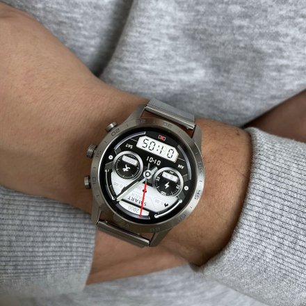 Smartwatch z funkcją rozmowy Ciśnienie Puls Sport Srebrny RNCE84 SMARUB141