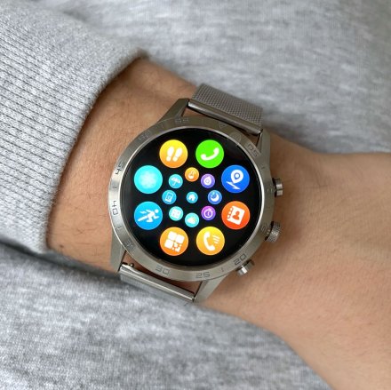 Smartwatch z funkcją rozmowy Ciśnienie Puls Sport Srebrny RNCE84 SMARUB141