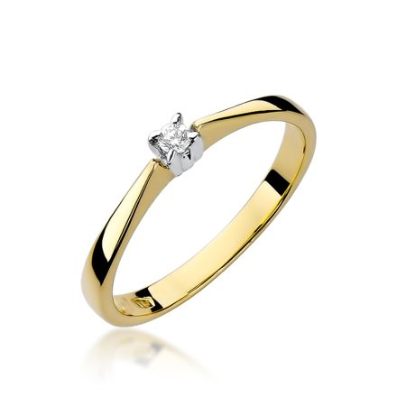 Złoty pierścionek zaręczynowy z diamentem r.18 • Złoto 585 Brylant 0,03ct