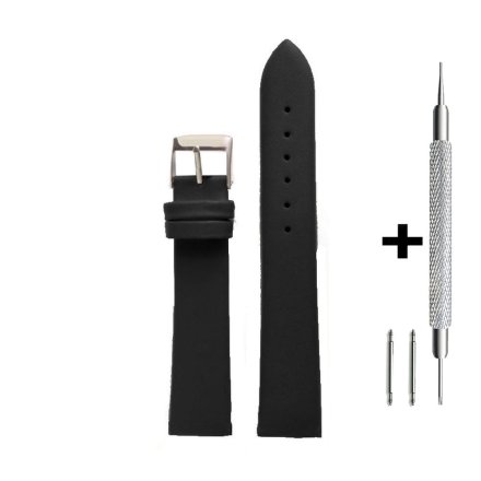 Czarny pasek 18 mm skórzany DILOY 301.18.01 + GRATIS dwa teleskopy i narzędzie