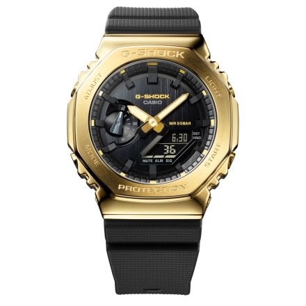 Zegarek Casio GM-2100G-1A9ER złoty G-Shock z czarny paskiem