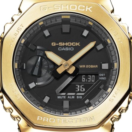 Zegarek Casio GM-2100G-1A9ER złoty G-Shock z czarny paskiem