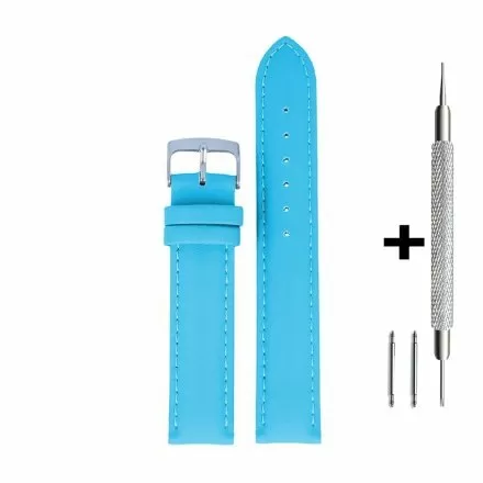 Niebieski pasek 14 mm skórzany DILOY 302.14.19 + GRATIS dwa teleskopy i narzędzie