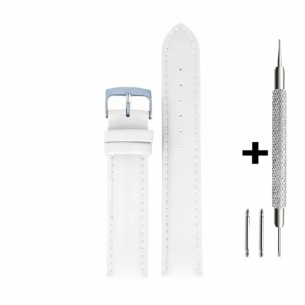 Biały pasek 14 mm skórzany DILOY 302.14.22 + GRATIS dwa teleskopy i narzędzie