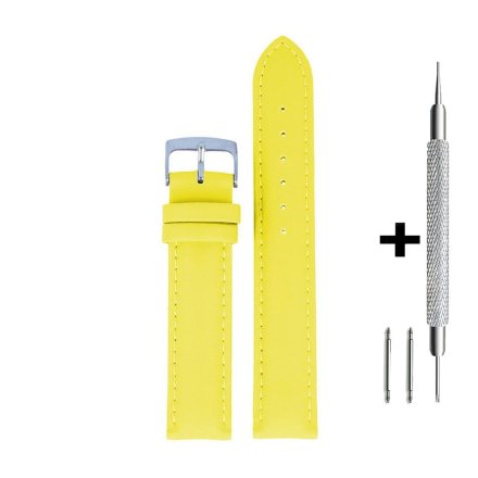 Żółty pasek 18 mm skórzany DILOY 302.18.10 + GRATIS dwa teleskopy i narzędzie