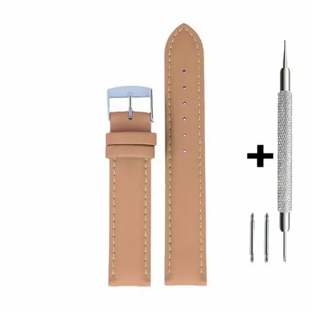 Brązowy pasek 22 mm skórzany DILOY 302.22.03 + GRATIS dwa teleskopy i narzędzie