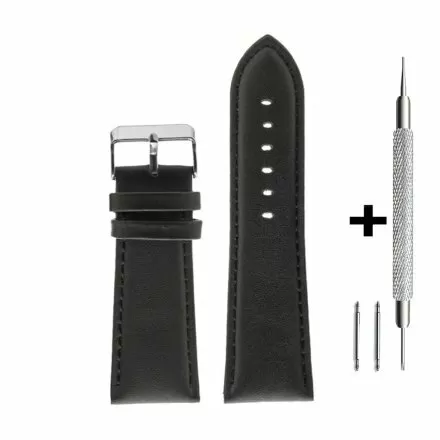 Czarny pasek 26 mm skórzany DILOY 302EA.26.01 + GRATIS dwa teleskopy i narzędzie