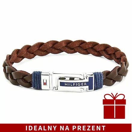 Brązowa pleciona skórzana bransoletka Tommy Hilfiger 2790309