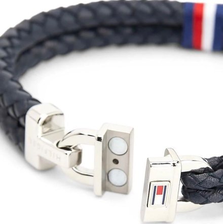 Podwójna męska bransoleta Tommy Hilfiger pleciona granatowa skóra 2790362