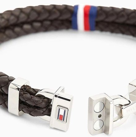Podwójna męska bransoleta Tommy Hilfiger pleciona brązowa skóra 2790363