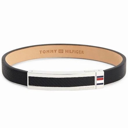 Oryginalna skórzana bransoletka męska Tommy Hilfiger czarna 2790398