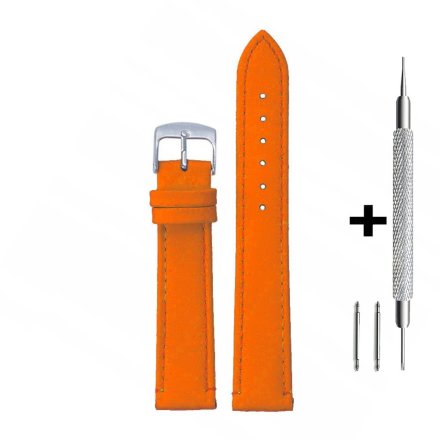 Pomarańczowy pasek 18 mm skórzany DILOY 304.18.12 + GRATIS dwa teleskopy i narzędzie