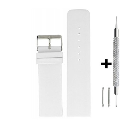 Biały pasek 28 mm skórzany DILOY 327.28.22 + GRATIS dwa teleskopy i narzędzie