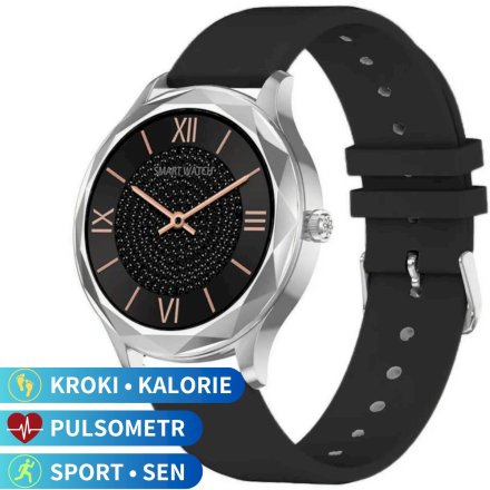 Smartwatch Pacific 27-7 Czarny Kroki Kalorie Sport Puls Ciśnienie Tlen 