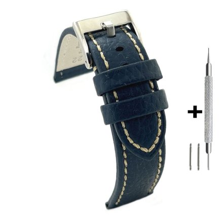 Niebieski pasek 20 mm skórzany DILOY 376.20.05 + GRATIS dwa teleskopy i narzędzie