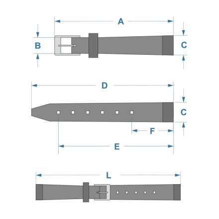 Niebieski pasek 24 mm skórzany DILOY 378.24.05 + GRATIS dwa teleskopy i narzędzie