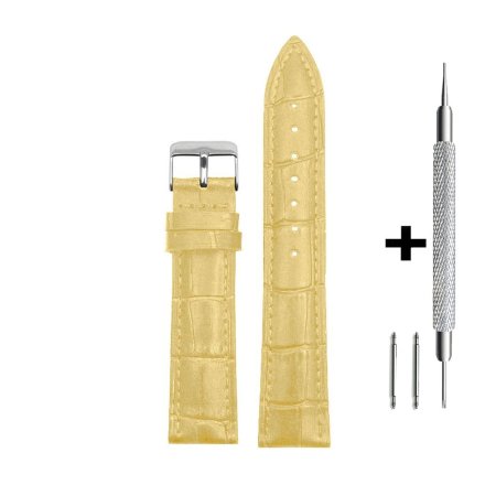 Beżowy pasek 18 mm skórzany DILOY 379.18.17 + GRATIS dwa teleskopy i narzędzie