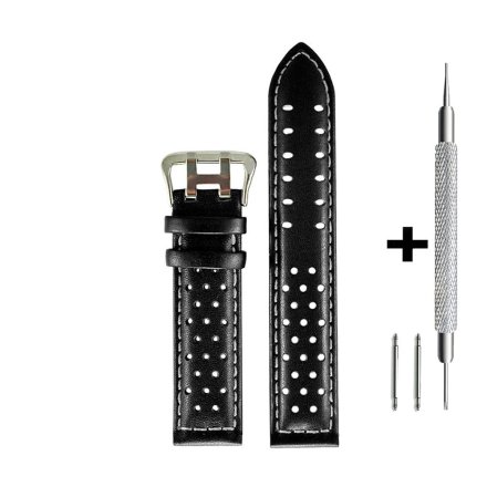 Czarny pasek 18 mm skórzany DILOY 380.18.54 + GRATIS dwa teleskopy i narzędzie