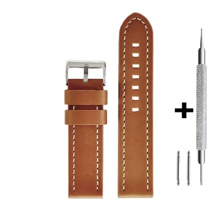 Brązowy pasek 18 mm skórzany DILOY 384.18.03 + GRATIS dwa teleskopy i narzędzie