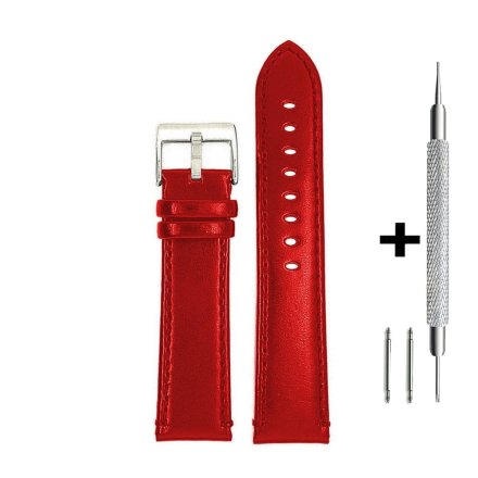 Czerwony pasek 18 mm skórzany DILOY 401.18.06 + GRATIS dwa teleskopy i narzędzie