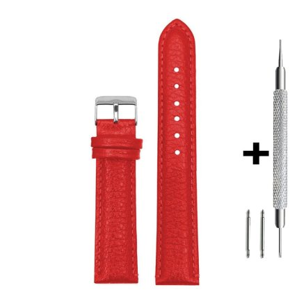 Czerwony pasek 22 mm skórzany DILOY P205.22.06 + GRATIS dwa teleskopy i narzędzie