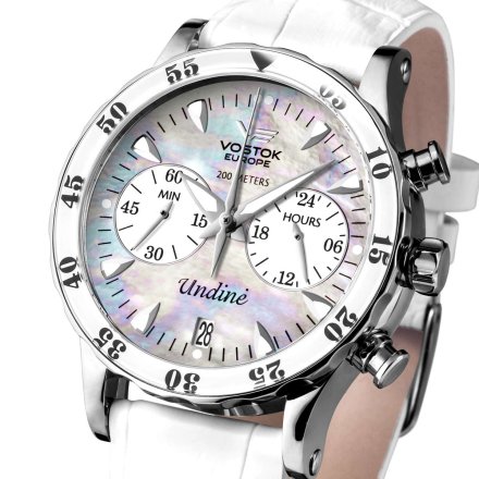 Zegarek Vostok Europe Undine biały z perłową tarczą VK64-515A671 