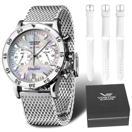Zegarek damski Vostok Europe Undine z bransoletką i perłową tarczą VK64-515A671B