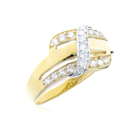 Biżuteria SAXO Złoty Pierścionek Złoto 8K pr.333 przeplatany z kryształem r. 16