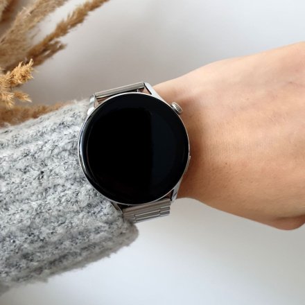 Smartwatch damski z funkcją rozmowy Rubicon SMARUB129 ze srebrną bransoletką RNCE81