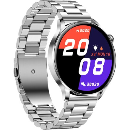 Smartwatch damski z funkcją rozmowy Rubicon SMARUB129 ze srebrną bransoletką RNCE81