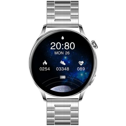 Smartwatch damski z funkcją rozmowy Rubicon SMARUB129 ze srebrną bransoletką RNCE81