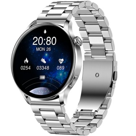 Smartwatch damski z funkcją rozmowy Rubicon SMARUB129 ze srebrną bransoletką RNCE81